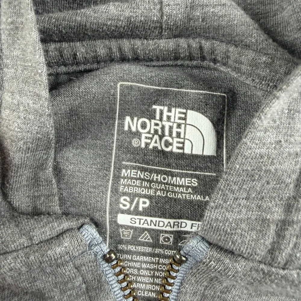 The North Face Mens Gray Full Zip Hoodie Standard Fit Small Heathered Logo